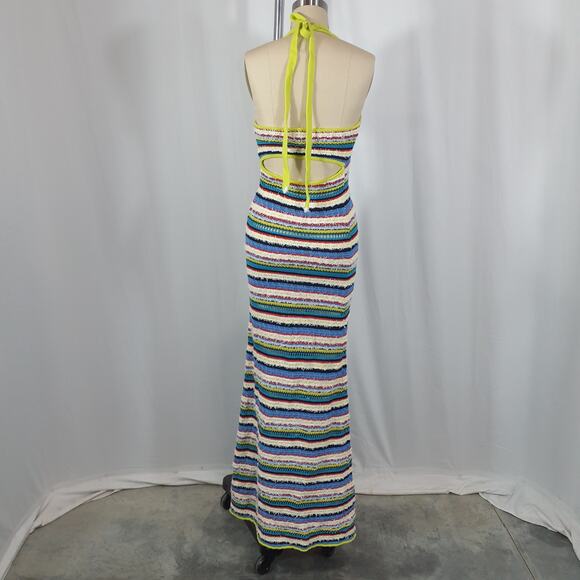 Staud 'Annabella' Blue Halterneck Back Cut Out Dress Size S - Picture 3 of 5